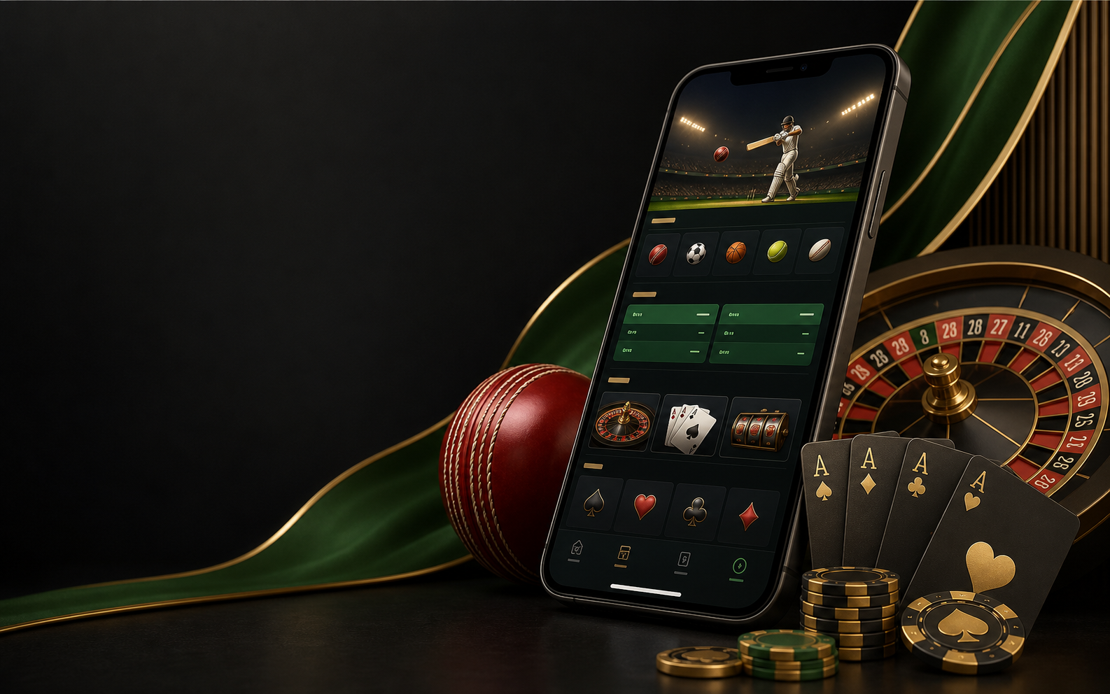 Sportsbook and casino themed mobile betting scene